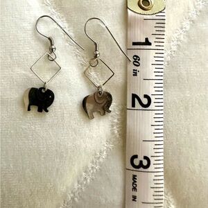 Silver Elephant Dangle Earrings